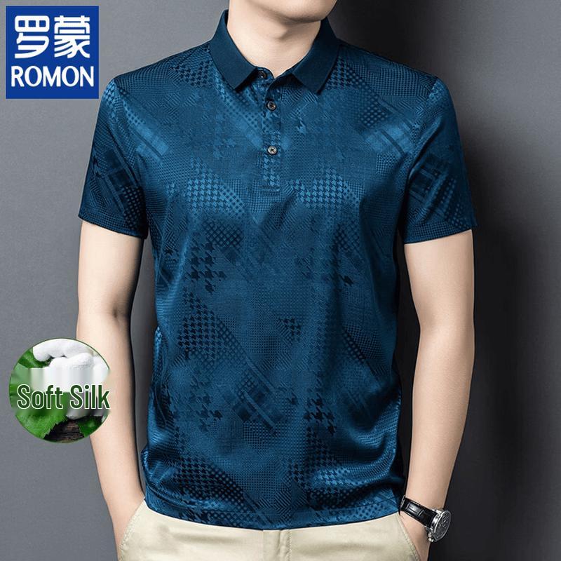 ROMON Men s Summer Mulberry Silk Polo T-Shirt 54 синий