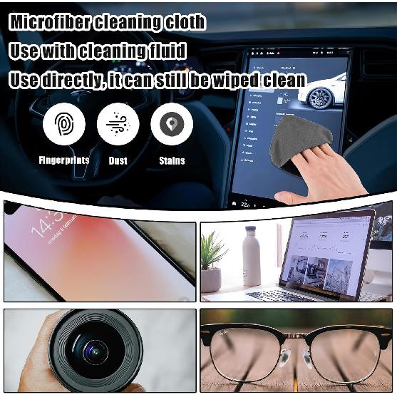 2pcs Car Screen Cleaner Cloth, Microfiber Car Accessories Cleaning Pads, Round & Square, Glasses Lens Display Wipes, Car Interior Cleaning Palm Tool