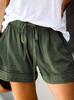 Women Solid Color Casual Shorts Adjustable Drawstring Waist Breathable Loose Fit Summer Beach Vacation Shorts