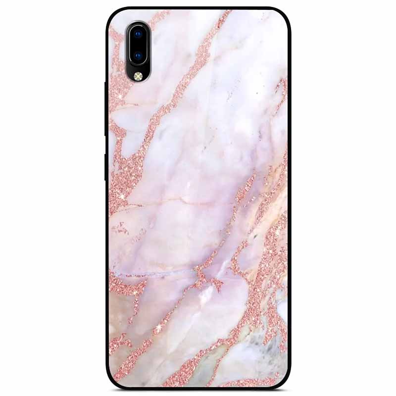 Case Tempered Glass Hard Clear Phone Case For Vivo Y91C Protector Shockproof Marble Fundas Coque