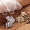 Pleated Design Metal Joint Ring Boho Style Fan-Shaped Ring Classic Ginkgo Leaf Ring Women