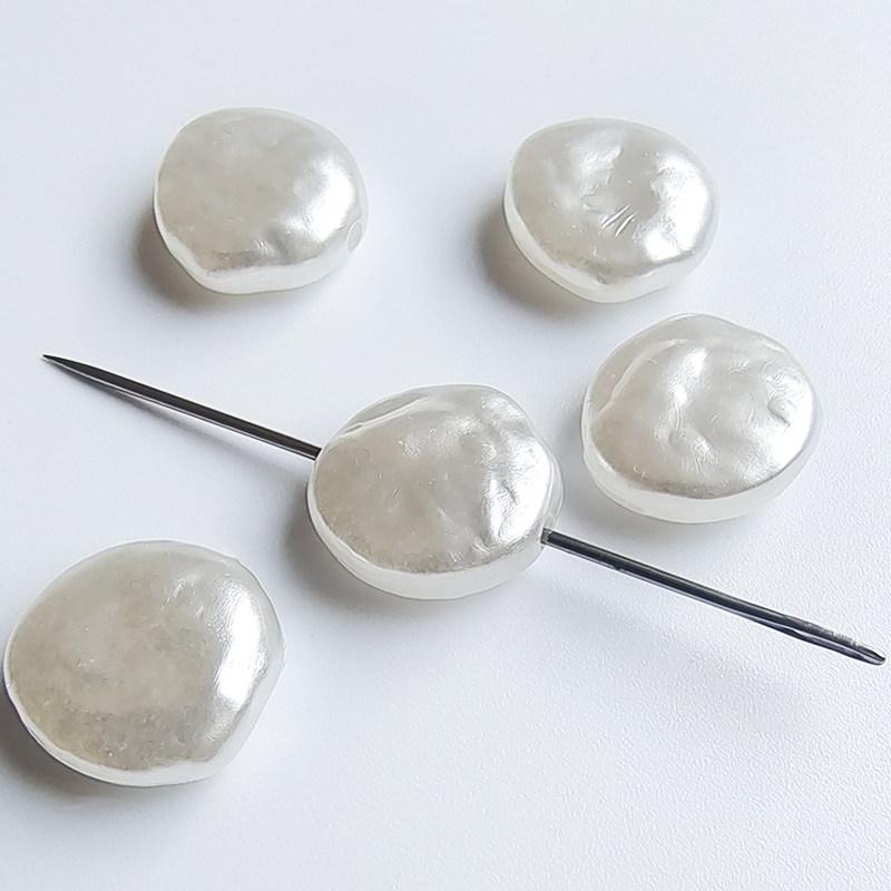 Bright White Concave Round Faux Pearl Beads for DIY Jewelry Making
