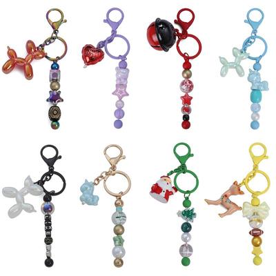 1 takım Fantezi DIY Anahtarlık Boncuklu Anahtarlık fit Büyük Delik Boncuk Kadınlar Kız için DIY Anahtarlık Takı Yapımı Kaynağı