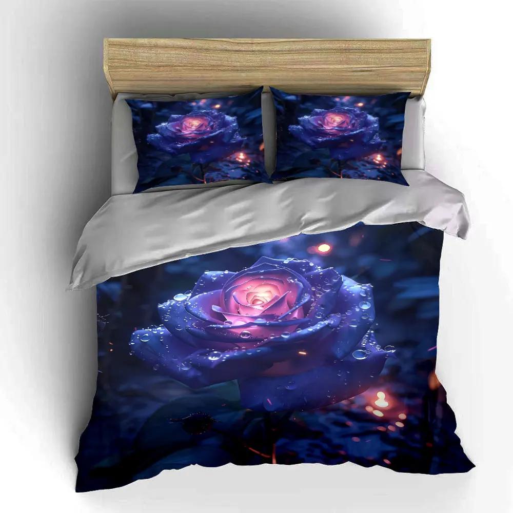 "Glowing Rose Decorative Set" Soft Comfortable Duvet Cover Bedding Set Included 1*Duvet Cover & 2*Pillowcases Gift