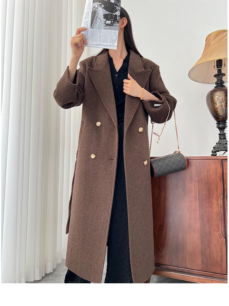 Dámský oboustranný kašmírový vlněný kabát - 2025 podzim/zima korejský módní styl.