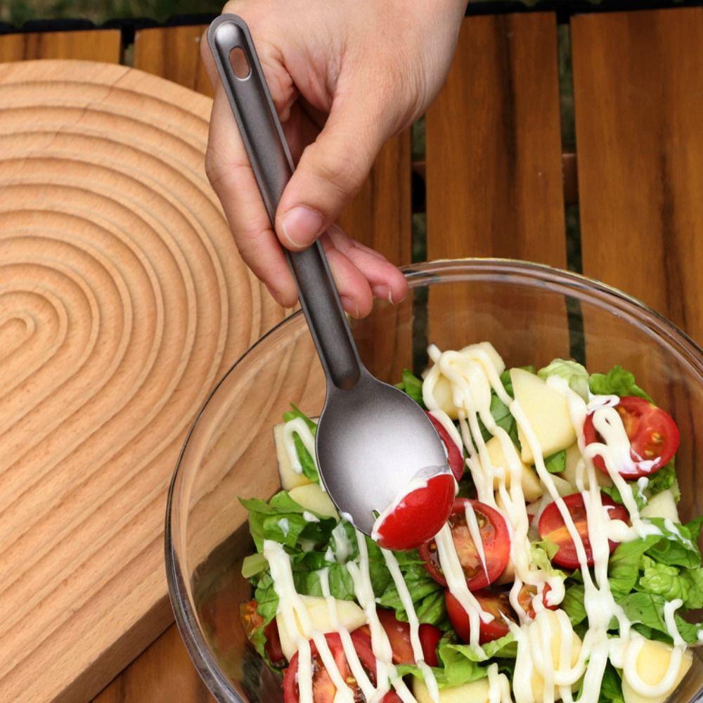 Long Handle Titanium Spoon Fork Portable Picnic Utensils Spoon Fork  Outdoor Travel Supplies