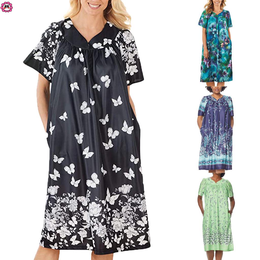 Women Lounger House Dress with Pockets Nightgown Sleepwear Nightdress Tracksuit Women Lounger House Dress with Pockets Nightgown Sleepwear Nightdress Tracksuit