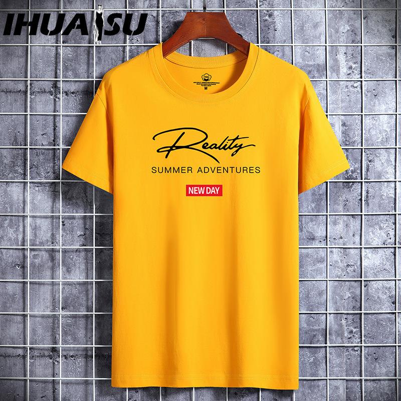 IHUASU Cotton Short Sleeve T-shirt Men's Fashion Loose Half Sleeve Shirt Printed Compassionate Shirt
