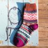 Women's Warm Thick Knit Retro Pattern Socks – Mid Calf Cozy Cotton Socks for Winter