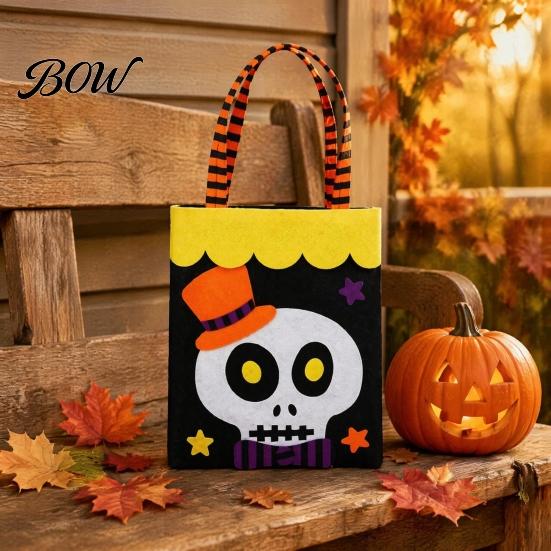 Trick or Treat Bags Halloween Candy Bag, Cute Pumpkin Ghost Tote for Kids, Spooky Festive Party Favor Totes Cartoon Pattern Bag Party,