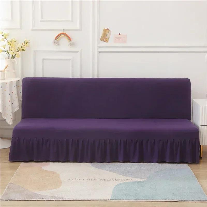 Solid Color Elastic Folding Sofa Bed Cover With Skirt Sofa Slipcover Couch Cover Furniture Protector 1Pc Home Decoration Couch Cover