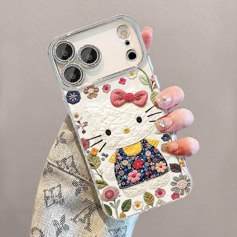 Floral cat bracelet is suitable for Apple 17promax mobile phone case iphone15 cute cartoon 16 shell pattern 14.
