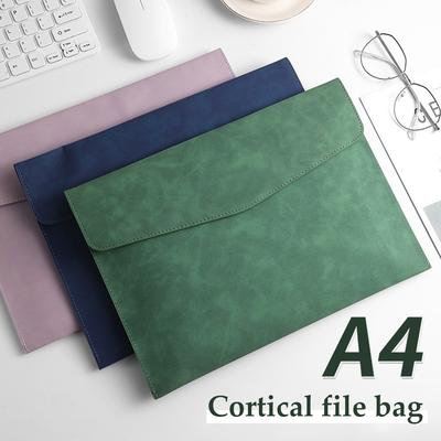 1pcs Leather A4 File Bag Waterproof Wear-resistant Ultra-large Capacity Folder Business Office School File Storage Supplies