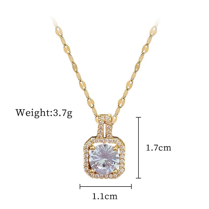 Micro-Inlaid Necklace Earrings Set Light Luxury Square Full Of Diamonds Personalized Temperament Banquet Earrings Necklace Group