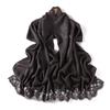 Floral Embroidered Solid Color Scarf Shawl Wrap Lightweight UV Protection Accessory Women