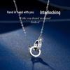S925 Sterling Silver Double Ring Interlocking Pendant Necklace for Women - Simple & Luxurious Clavicle Chain