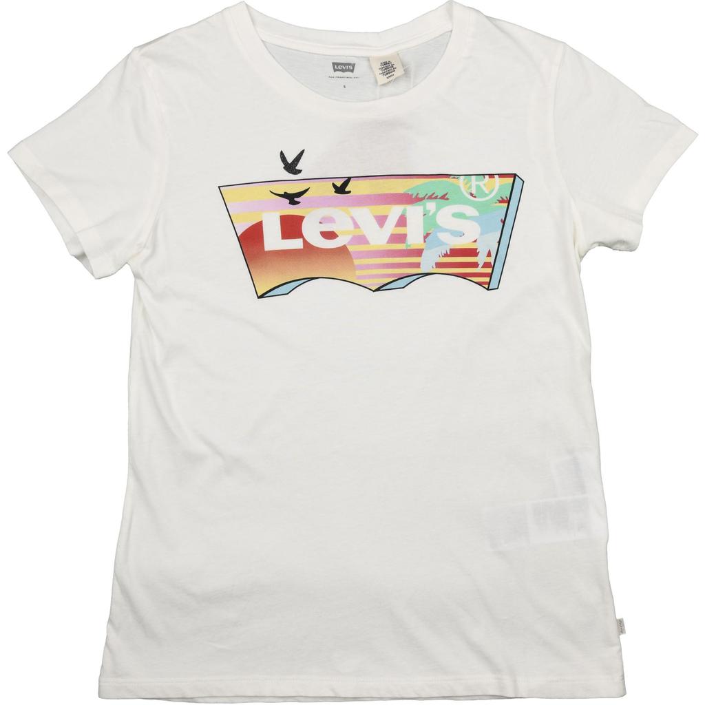 Levis Logo Slim Fit Comfortable Short Sleeve Regular T-Shirt Women T-Shirts White 17369-0319
