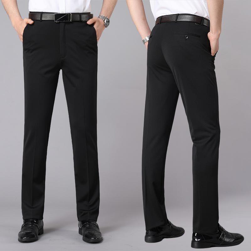 Spring Summer Men's Oversized Elastic Waist Blazer Casual Suits Pants Straight Trousers Office Formal Clothes