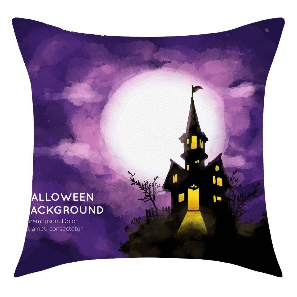 Castle Bat Pattern Halloween Pumpkin Pillowcase Printing Halloween  Cushion Cover Horror   Car