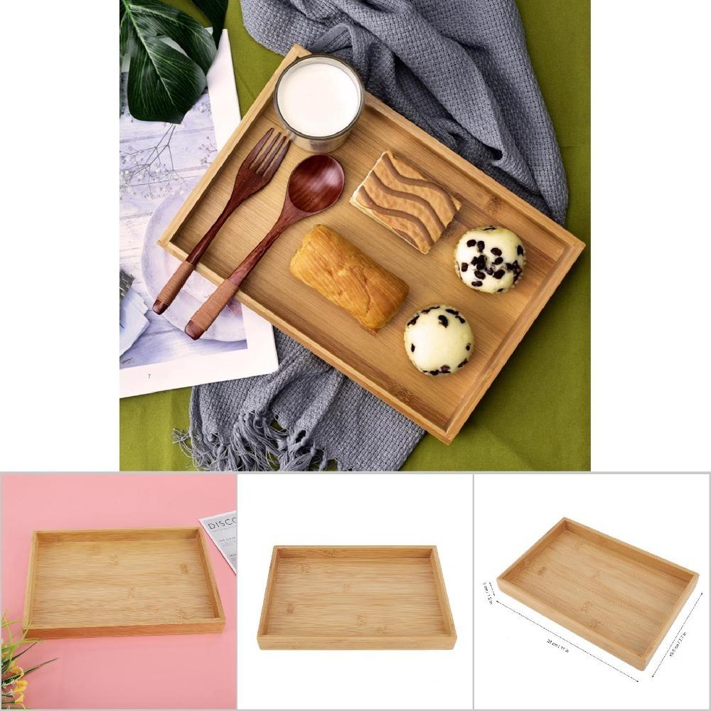 Thickened Edge Rectangular Serving Tray Nature Bamboo Food Serving Tray Restaurant Use
