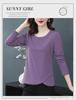 Baumwoll-Langarm-T-Shirt im koreanischen Stil mit unregelmäßigem Schnitt in Übergröße für Damen
