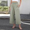 Women's Fashion Loose Pleated Elastic Waist Pocket Checkered Casual /10 Pants