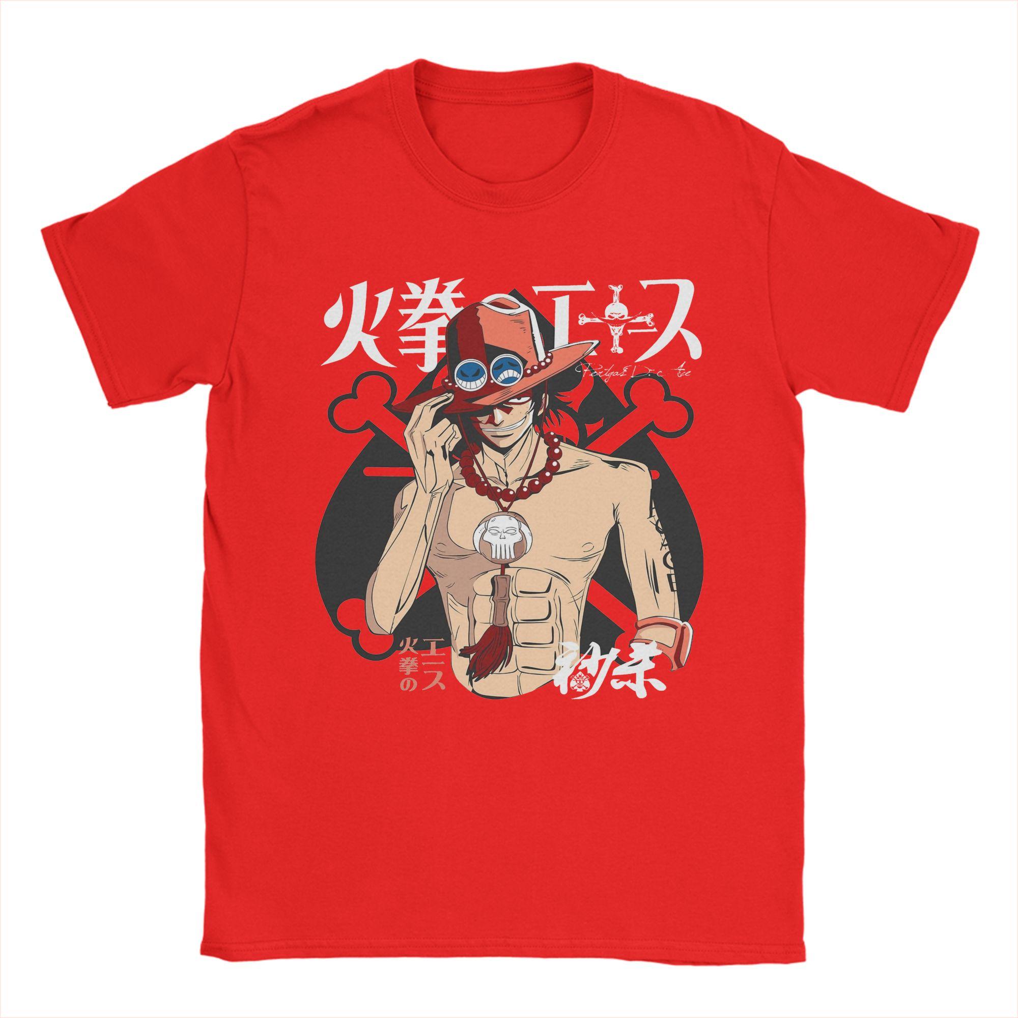 

Men Portgas D Ace T Shirts Ones Pieces Pure Cotton Clothing Casual Short Sleeve Crewneck Tees Birthday Gift TShirts S