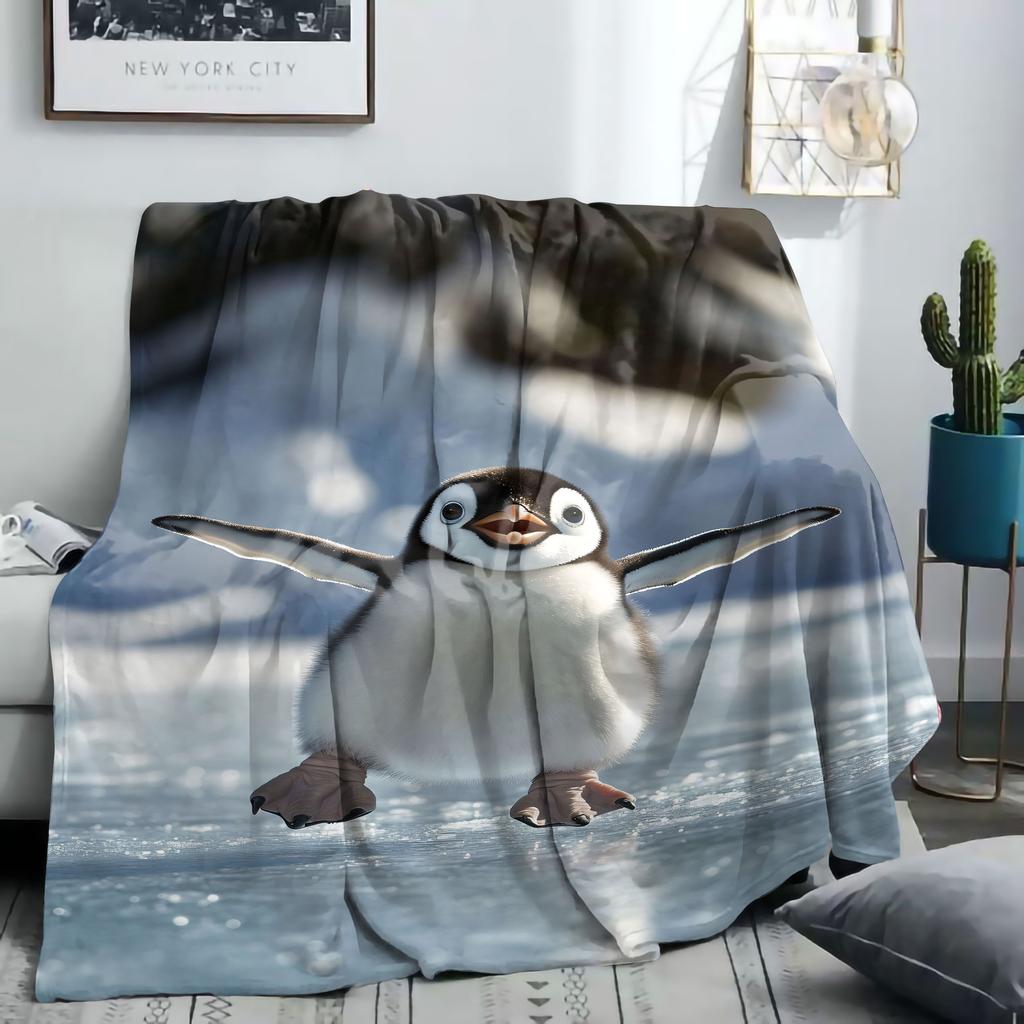 Penguin Blanket Soft Plush Blanket Lightweight Digitally Printed Flannel Blanket For Sofa Bed