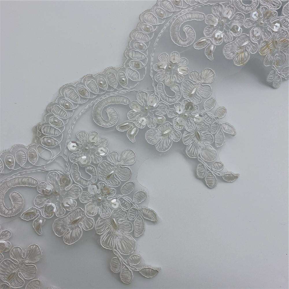 Hot Selling Beaded Embroidered Venise Floral Wedding Edging Bridal Lace Trim