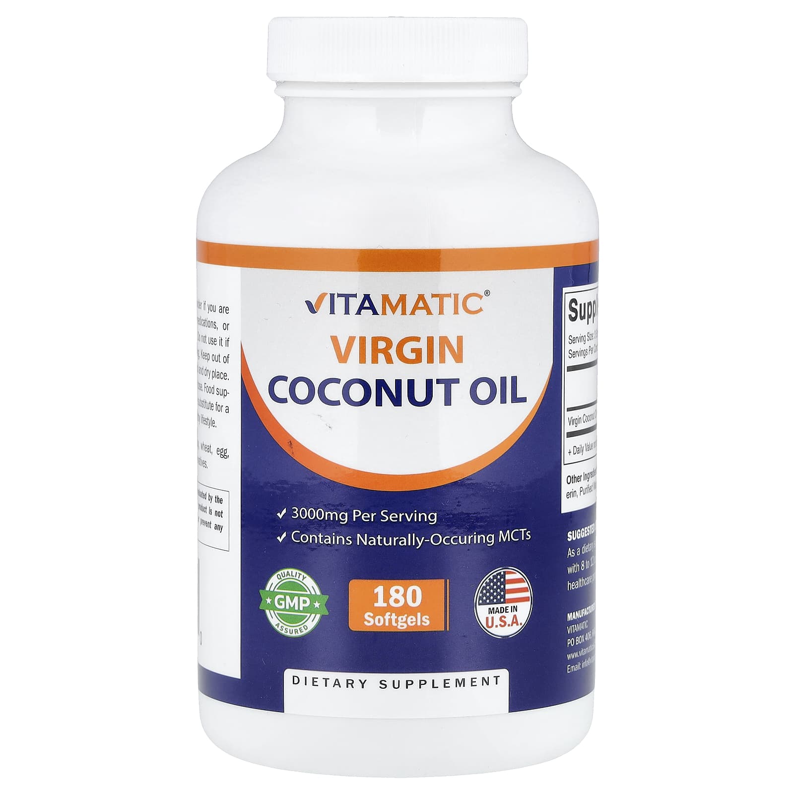 

Vitamatic, Virgin Coconut Oil, 180 Softgels (1,000mg per softgel)