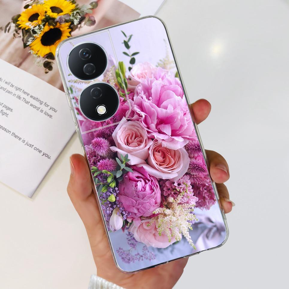 For Cover Honor X7b 5G Case For Honor X8B 4G Love Heart Women Fashion Luxury Pattern Housing Etui Huawei HonorX8b Soft Clear TPU
