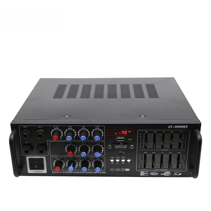 

Мощный усилитель с совместимостью 12 В/220 В, Bluetooth, воспроизведением с USB/SD-карты, настройкой FM, возможностями декодирования без потерь