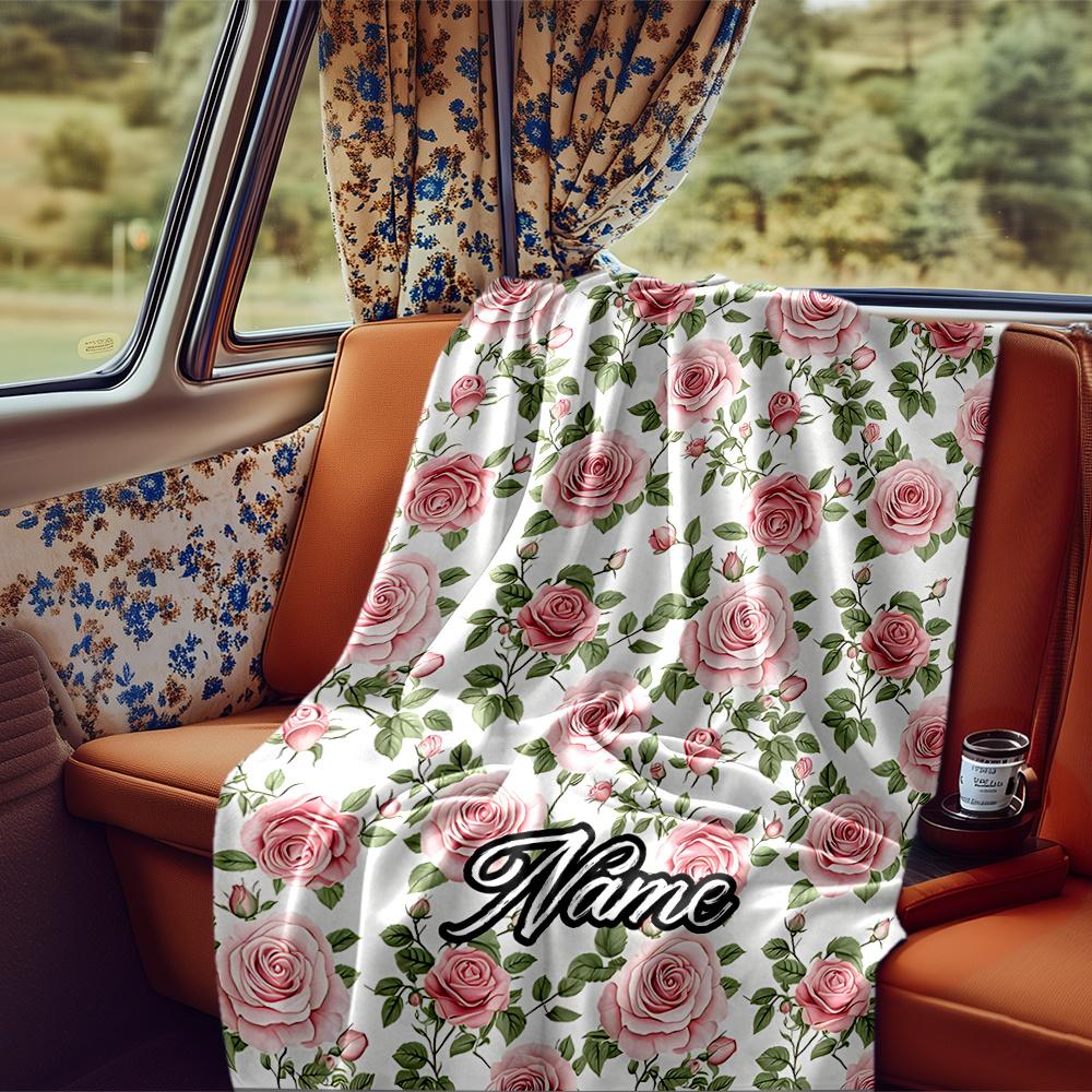 Elegant Rose Garden Floral Design Artwork Blanketcustomizable With Your Namecomfortable And Stylish Perfect For Travel Beds Chairs Offices Sofas