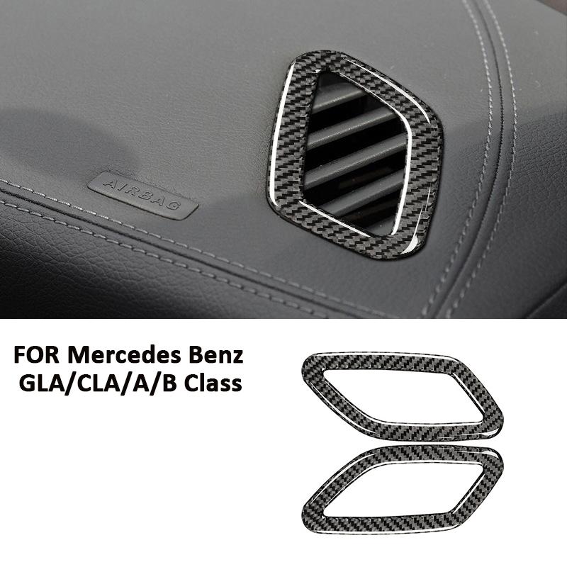 Carbon Fiber Car trument Panel Left Right Air Outlet Vent Trim Frame Decoration Sticker For Mercedes Benz GLA CLA A B Class