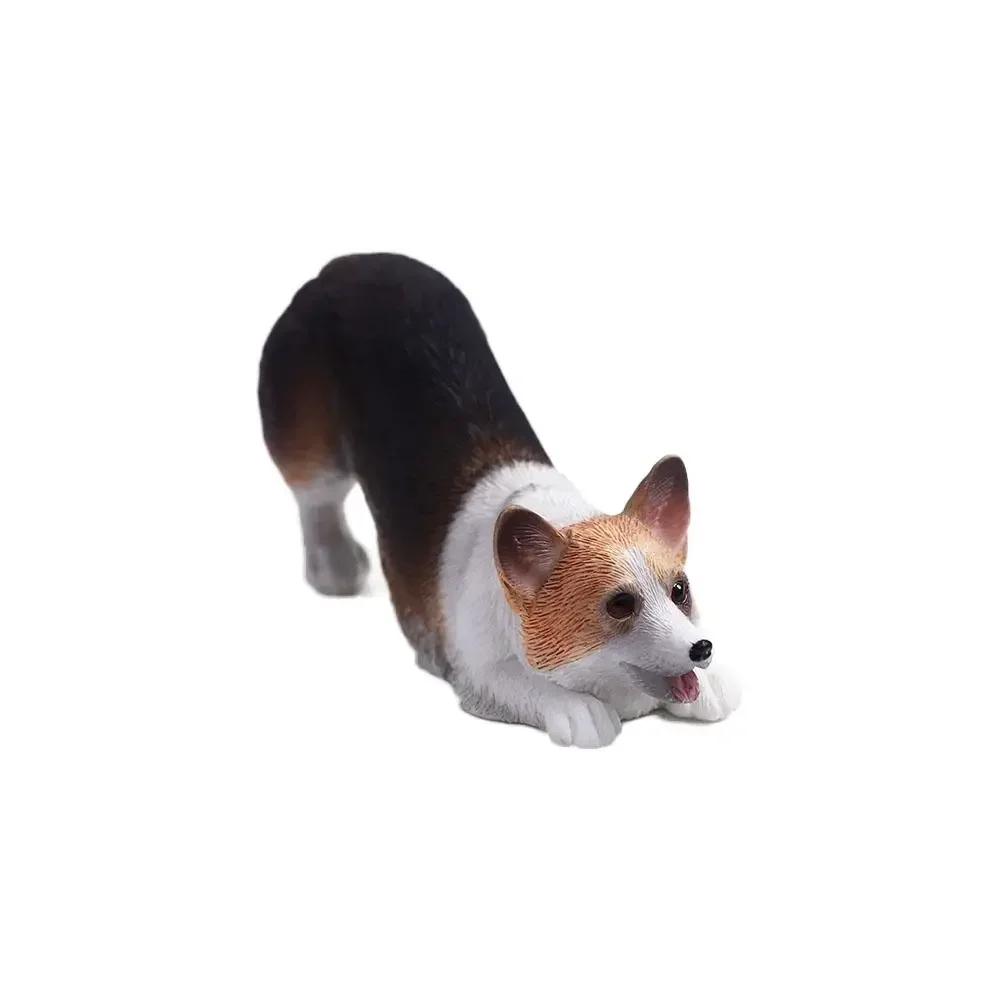 Figurines Mignonnes de Chiens de Simulation Miniatures Mini Animaux Corgi Modèle en Résine Ornement de Voiture pour Décoration de Maison Accessoires Cadeau pour Enfants