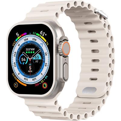 Silikonarmband für Apple Watch 1/2/3/4/5/6/7/8/9/10/11/SE Ultra 1/2/3 42/44/45/46/49mm, Beige