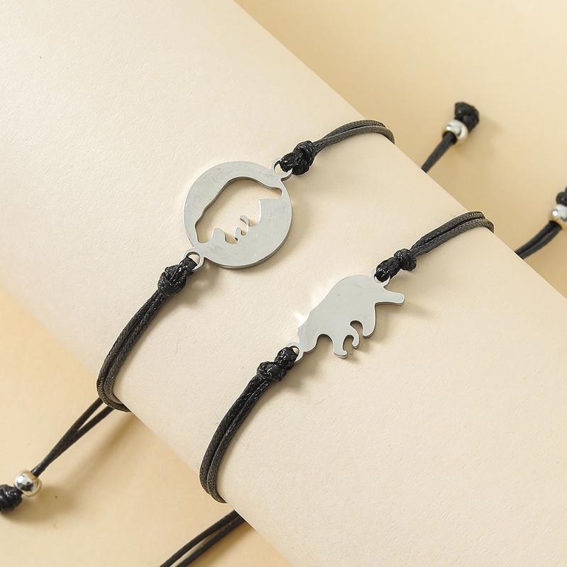 2 Stück Pinky Promise Armband Bär Anhänger Seilkette Distanz Geflochtene Armbänder für Mama Sohn Schwestern Beste Freunde
