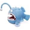 FRANKIEZHOU Lifelike Anglerfish Luminous Plush-Blue 9.8" Fish Stuffed Animal,Glow In The Dark,Soft Monkfish Plush,Gifts for Kids, Fish Decor