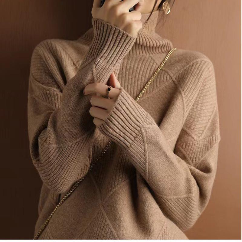 Diamond Grid, Texture, Smooth, Solid Color, Pullover Sweater, Autumn and Winter Thick Design, Multiple Colors To Choose From, Winter Inner Wear
