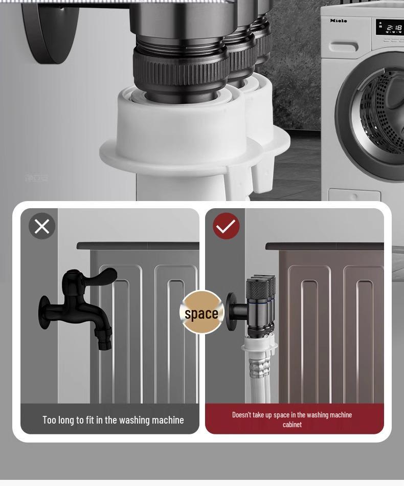 All-Copper Three-Way Diverter Valve with Triple Control Angle Faucet