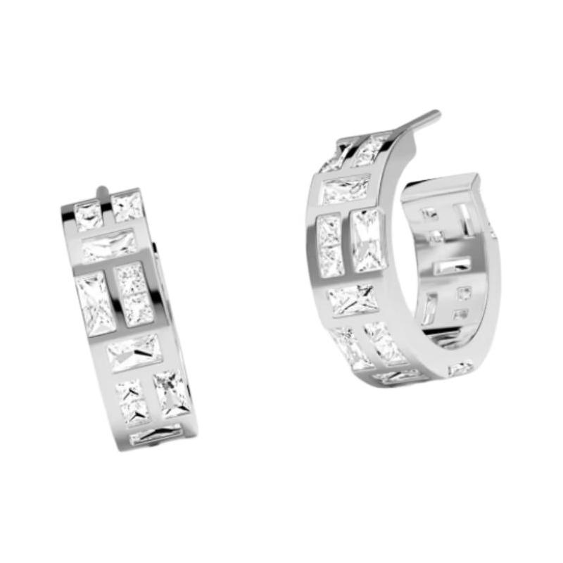 APM Monaco Hoop Elegant Design Alloy Rhodium Plated Earrings Women s Multicolor WE16483OX серебряный