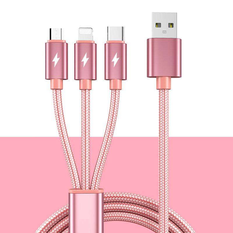 2.3m Multi-Functional Fast Charging Cable for Car - Three-in-One Android Charger.