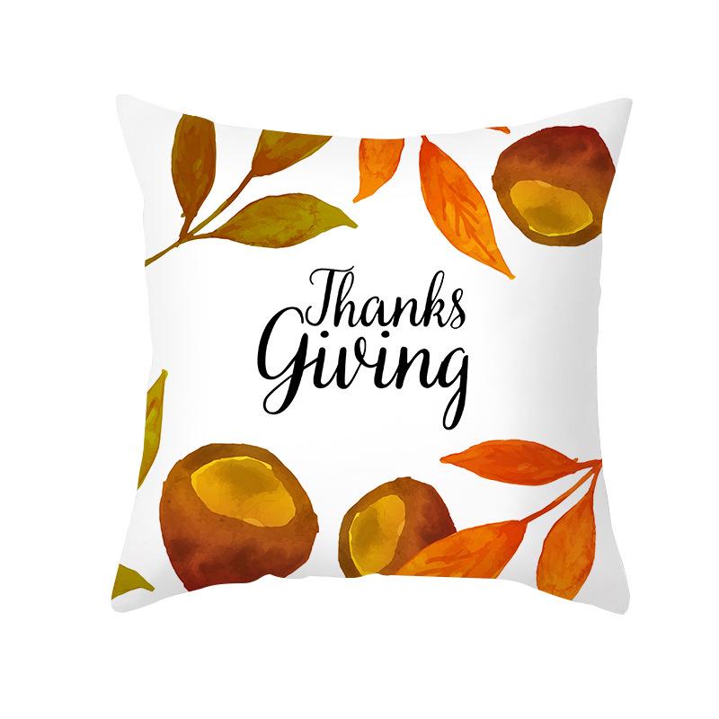 Yellow Thanksgiving Pillow Home Cartoon Animal Sofa Cushion Cover Peach Skin Office Cushion Cover