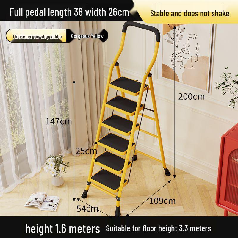 Multi-functional Indoor Folding Ladder with Handrails and Widened Pedals - Four to Five Steps for Home and Dorm Use