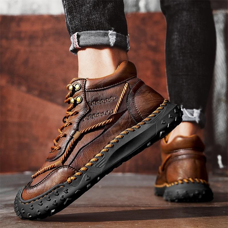 Podzimní/zimní ručně vyráběné pánské boty Boty Pohodlné kotníkové boty pro muže Ležérní boty Mokasíny Pánské pracovní boty