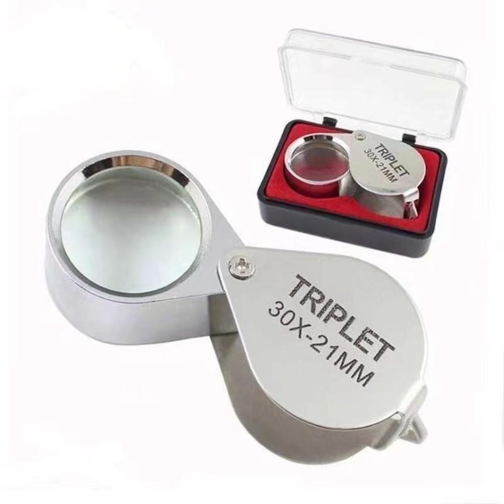 10x 20x 30x 21mm High Magnification Pocket Loupe Folding Magnifying Lens  Gemstone Appraisal