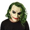 Halloween Latex Clown Mask Bat Knight Cosplay Scary Joker Masks with Green Hair Wig Party Roleplay Cosplay Costume Props