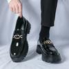 Summer Glossy Small Leather Shoes Breathable British Heightening Leather Shoes Men's Thick-soled Trend Foot-fitting Casual Loafers