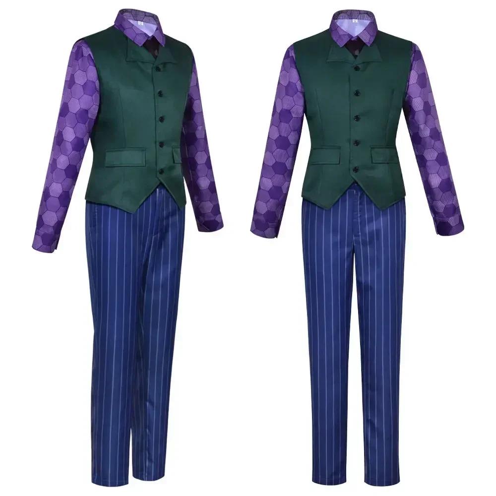 Herren Clown Cosplay Kostüm Clown Komplettset Mantel Hemd Weste Krawatte Anzug Outfits für Herren Halloween Kostüme Anzug Cosplay Film&TV Dunkel