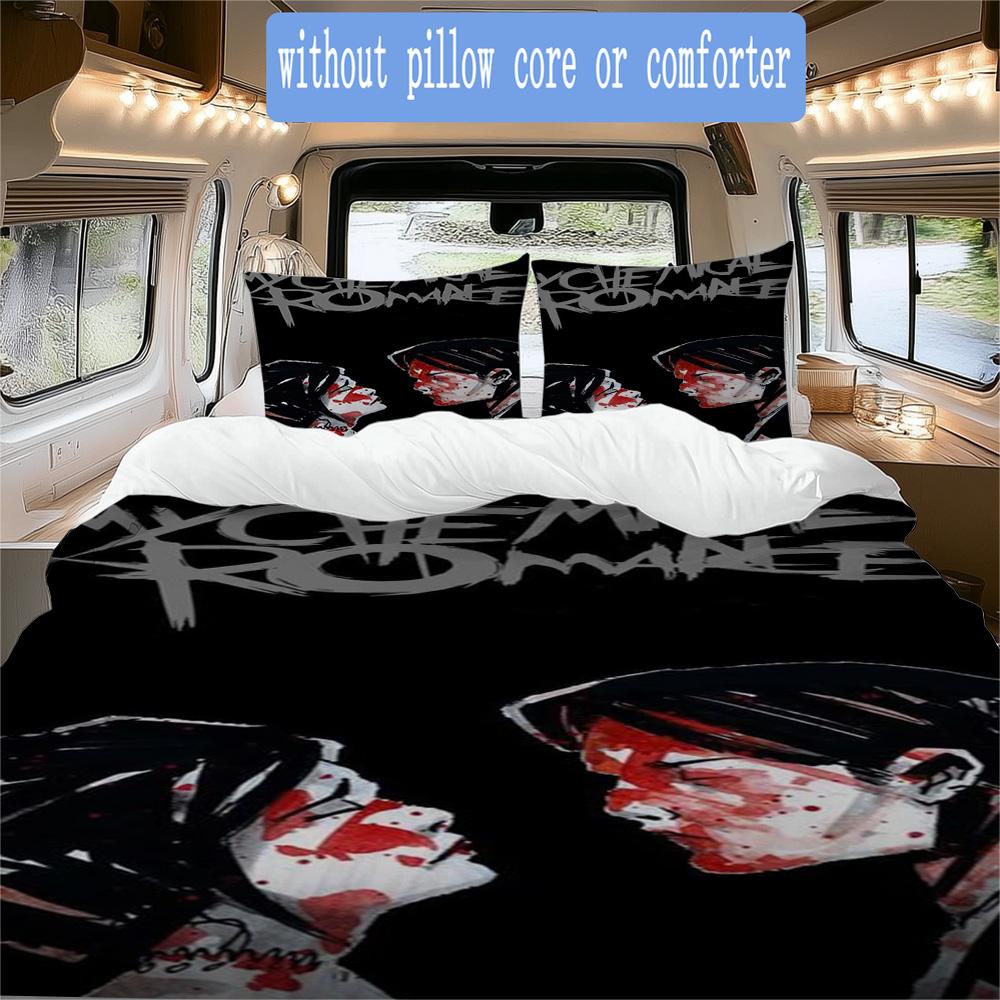 My Chemical Romance Anime Pattern Bedding,Quilt Set Quilt Cover Pillowcase Home Birthday Gift (1*duvet cover+2*pillowcase,without core)ZSJT0917389